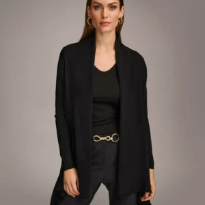 Women's Long-Sleeve Drape-Front Cardigan