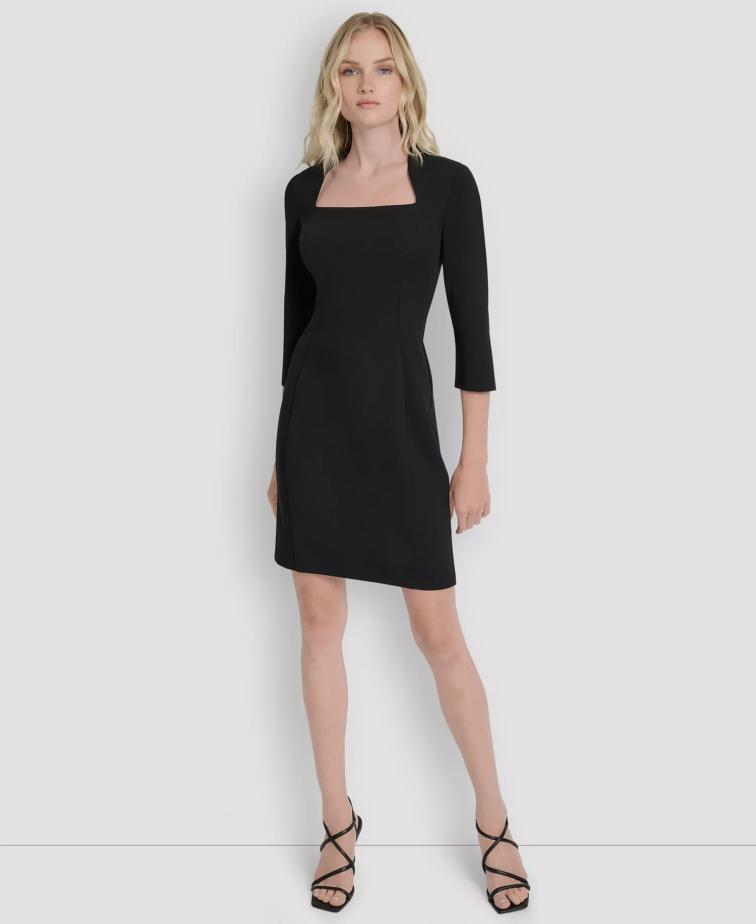 mni-2cb7eab99748b3f8f4875a0aae6f25ac Women's Square Neck 3/4 Sleeve Sheath Dress