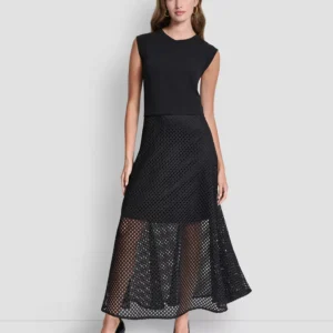 Women's Sleeveless Mix Media Fauchet Dress