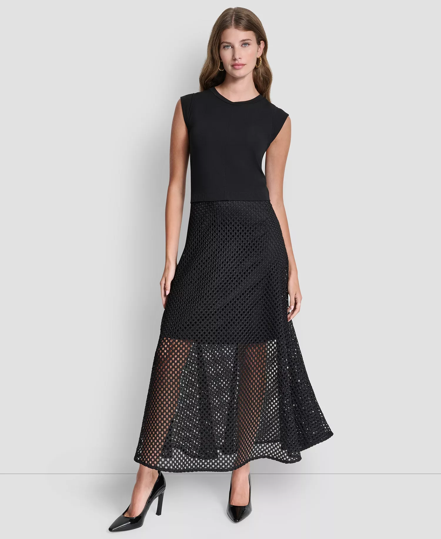 mni-2d105a9381da9c14ae1918509cdfc269 Women's Sleeveless Mix Media Fauchet Dress