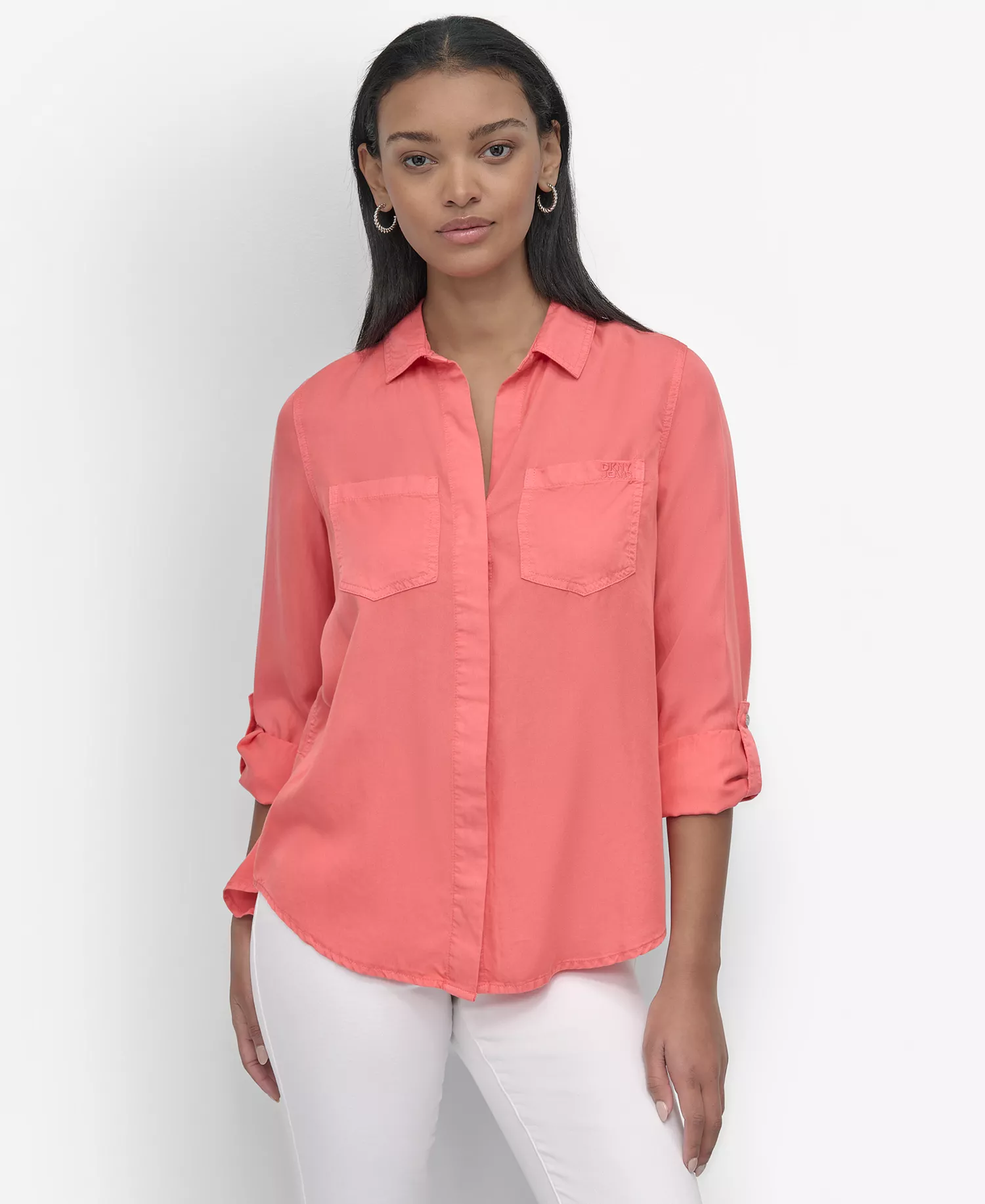 mni-2d61c26f4013afc24b75e86cd9cb36e3 Women's Roll-Tab-Sleeve Button-Front Shirt — изображение 5