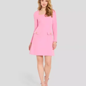 Women's Long-Sleeve Square Neck Dress