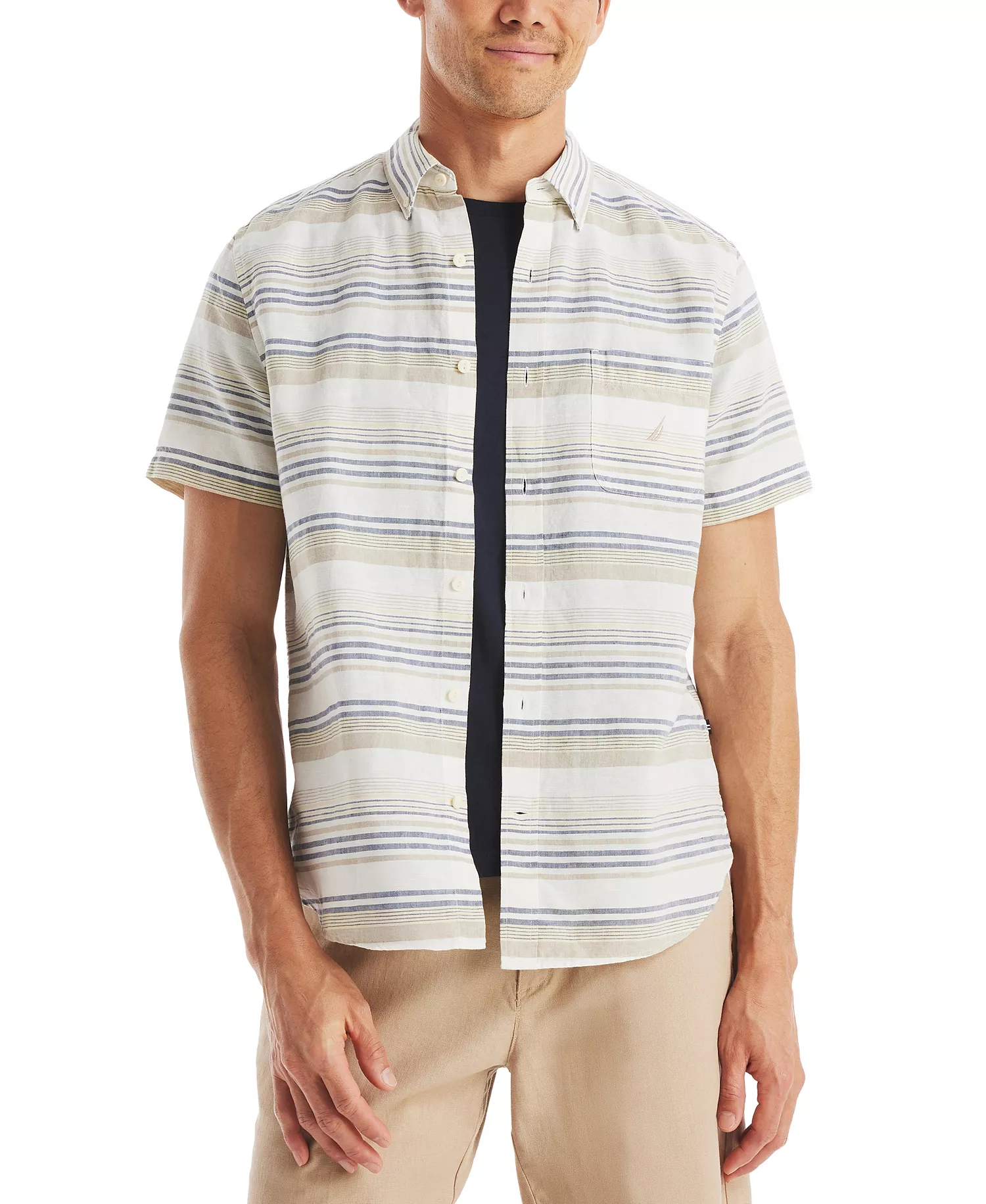 mni-2f0f6a2a0727e6bbf99ae650469a7ce7 Men's Stripe Short-Sleeve Shirt