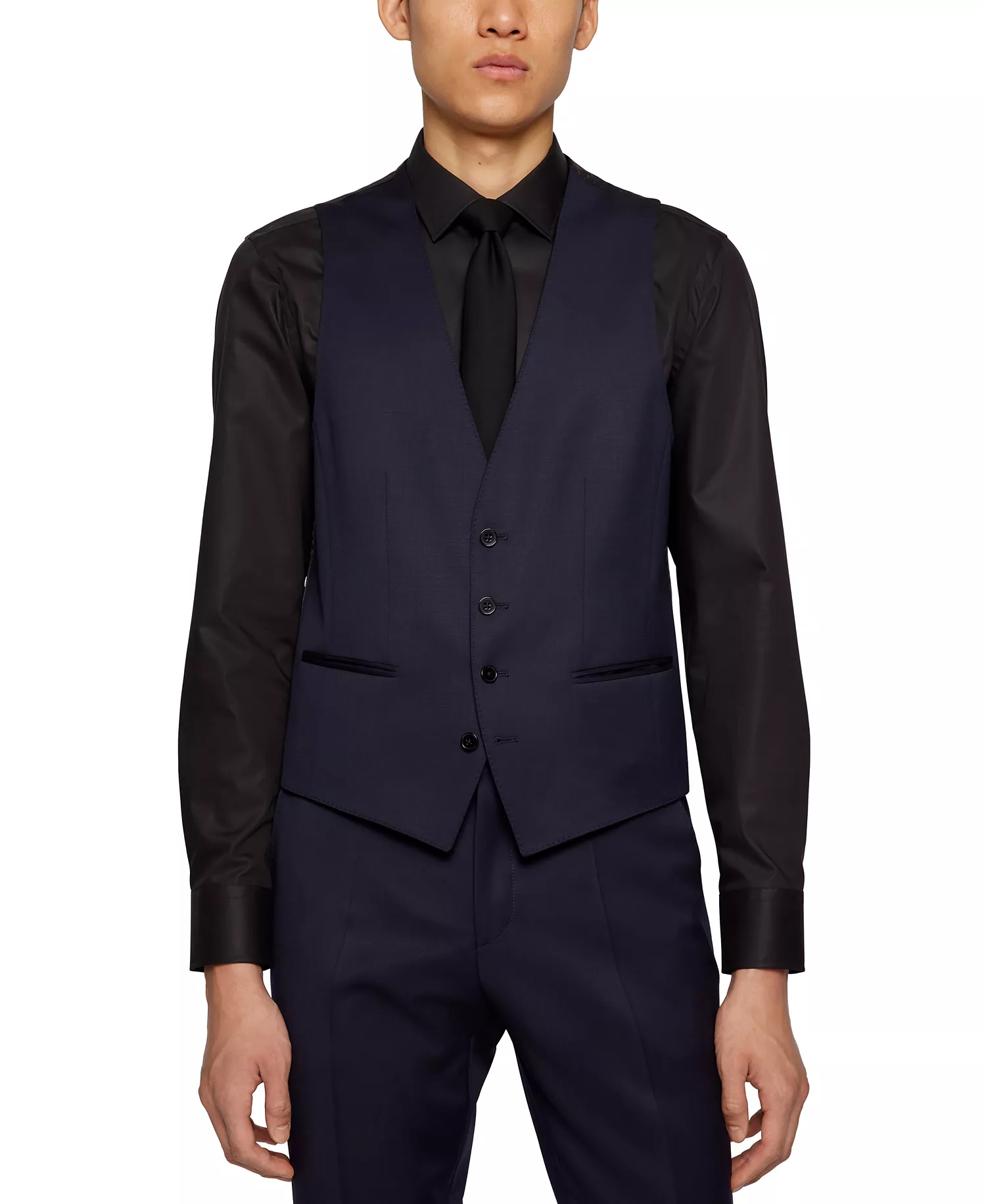 mni-308a66acccffe22f1e9b46b6771412c7 BOSS by Men's Virgin-Wool Serge Slim-Fit Vest