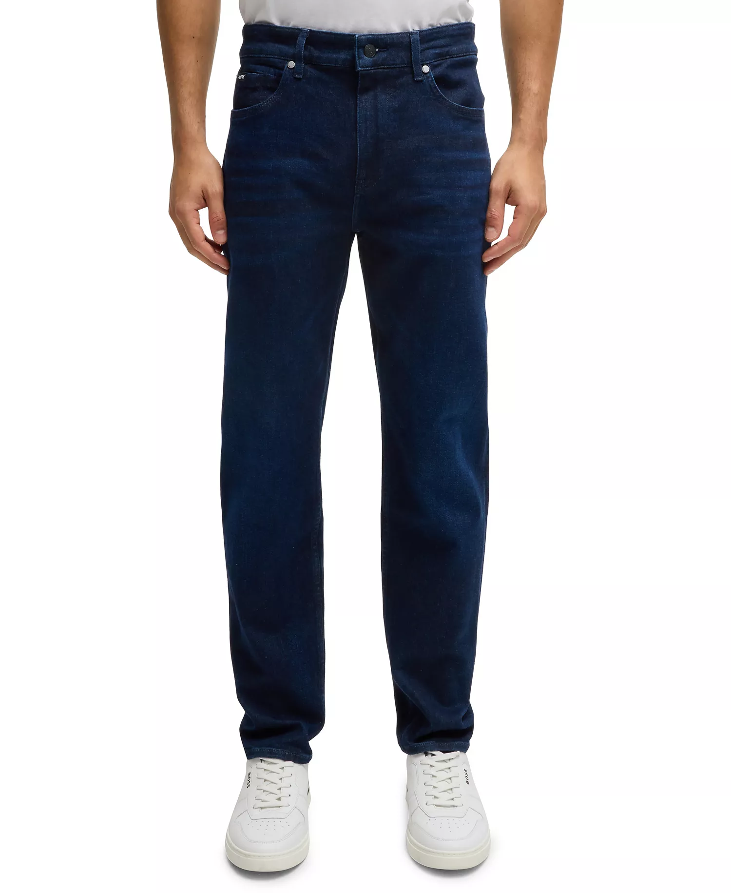 mni-308fddf41393d7fad4a2623ae42417fd Men's Dark-Blue Soft Denim Regular-Fit Jeans