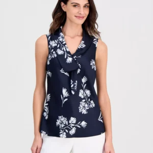 Women's Sleeveless Sailor Tie-Neck Top