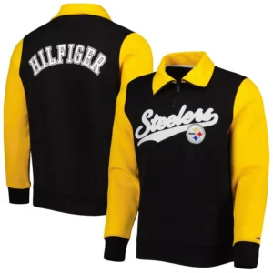 Men's Black, Gold Pittsburgh Steelers Aiden Quarter-Zip Top