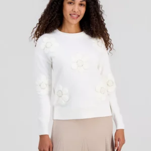 Women's Dimensional Flowers Crewneck Sweater