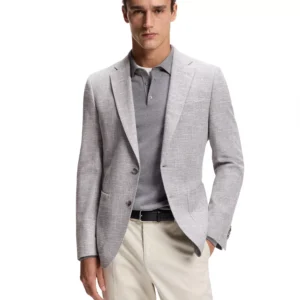 Men's Patterned Stretch-Cotton Blend Regular-Fit Blazer