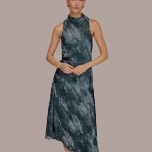 Women's Sleeveless High Neck Midi Dress