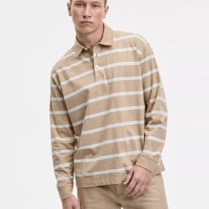 Men's Nolongi Relaxed-Fit Long-Sleeve Striped Polo Shirt