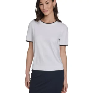 Women's Short-Sleeve Tipped Sweater