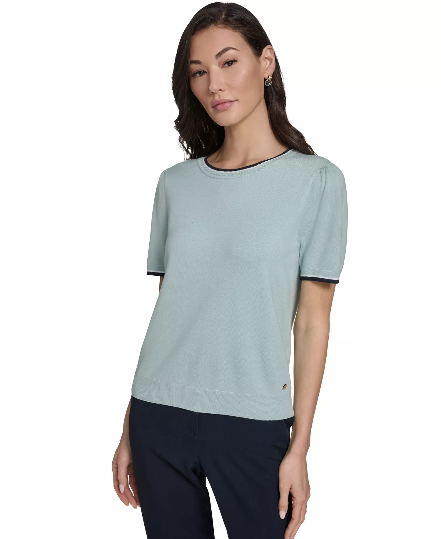 mni-334b6e50ac18813b8126bae420848882 Women's Short-Sleeve Tipped Sweater — изображение 3