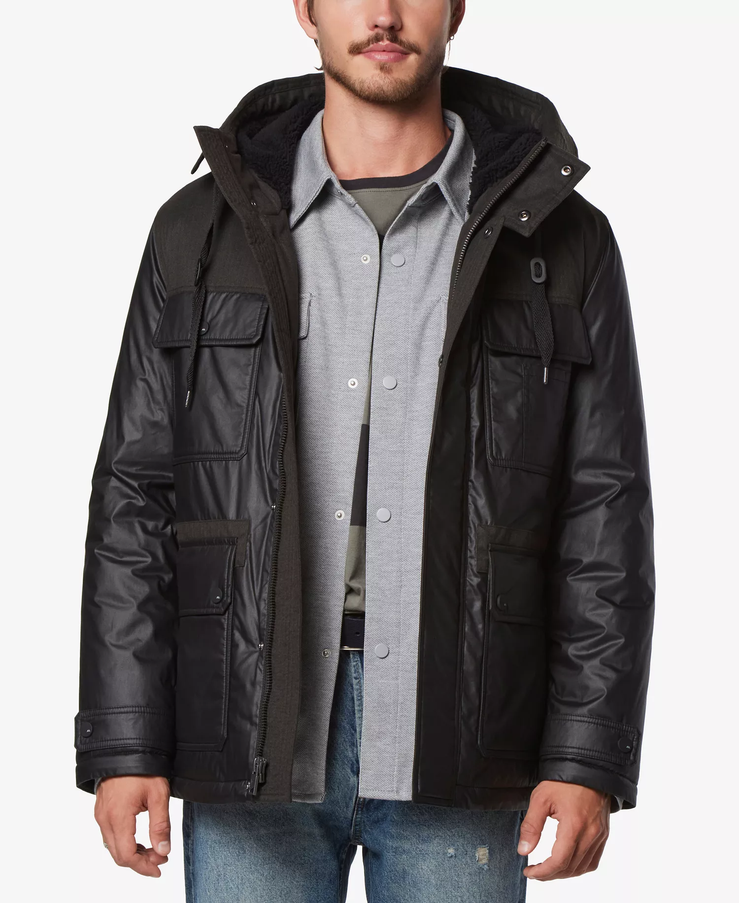 mni-3449062a57f331fe06a0276f2b963846 Men's Harrigan Resin & Faux Wool Combo Parka