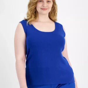Plus Size Scoop Neck Sleeveless Sweater