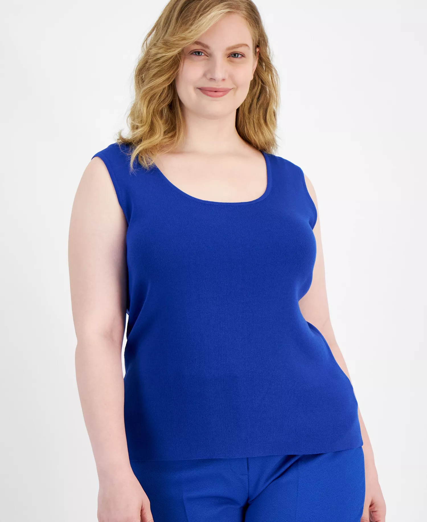 mni-34c50b7f11556b556a46b2d1678fdad7 Plus Size Scoop Neck Sleeveless Sweater
