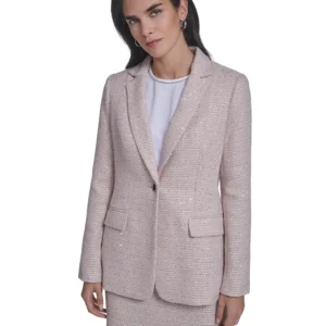 Petite One-Button Tweed Jacket and Tweed Pencil Skirt