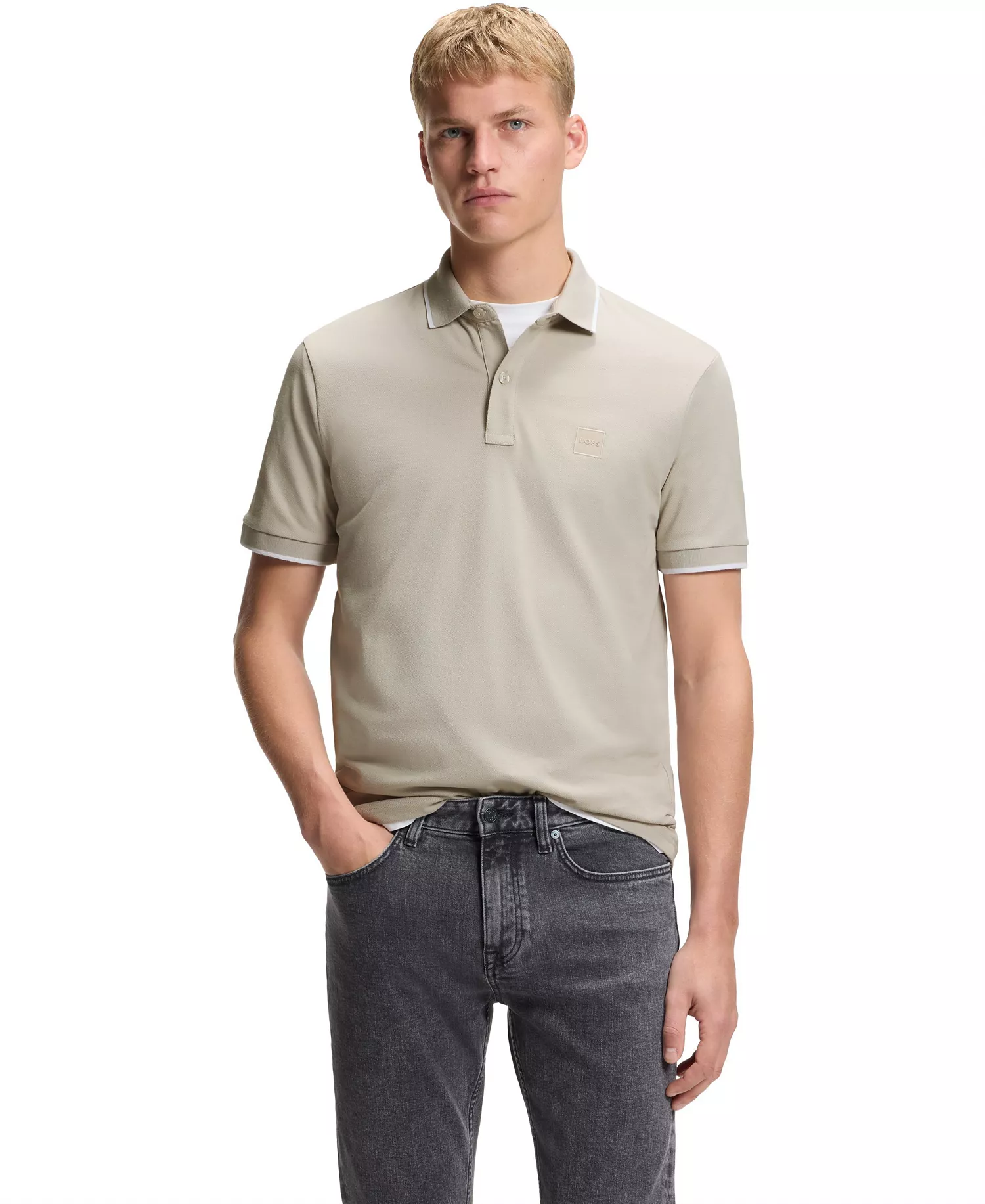 mni-356e7ab0da87df817e1c31a6a29664d3 Men's Stretch-Cotton Piqué Slim-Fit Polo Shirt