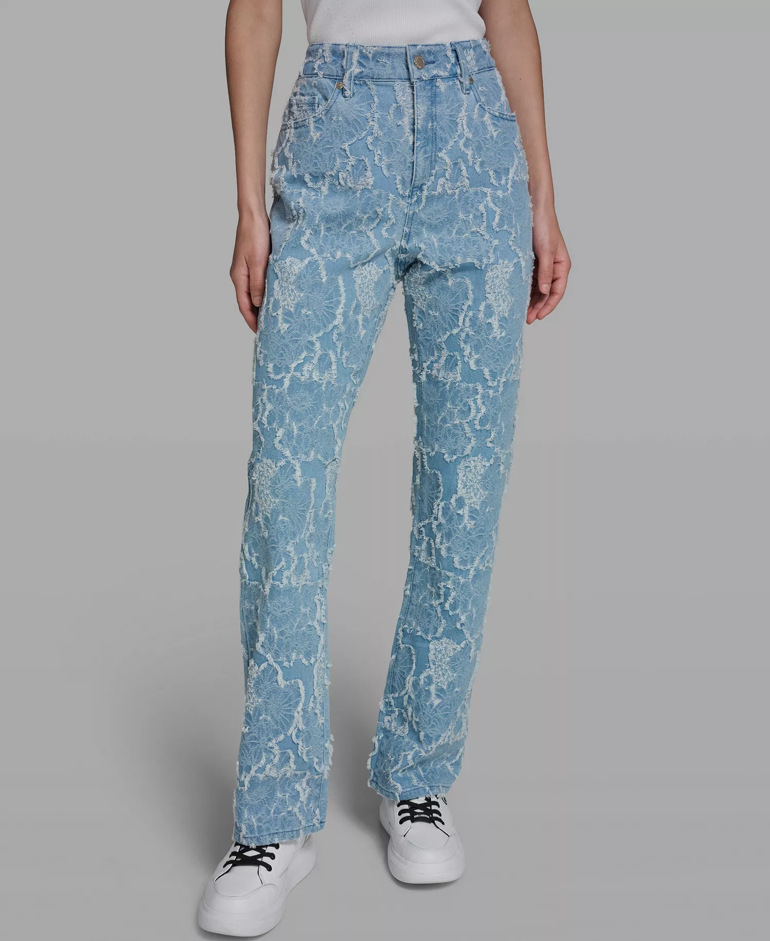 mni-35dbce7c3309a43f985d76188f2fa783 Women's Straight Floral Print Denim Pants