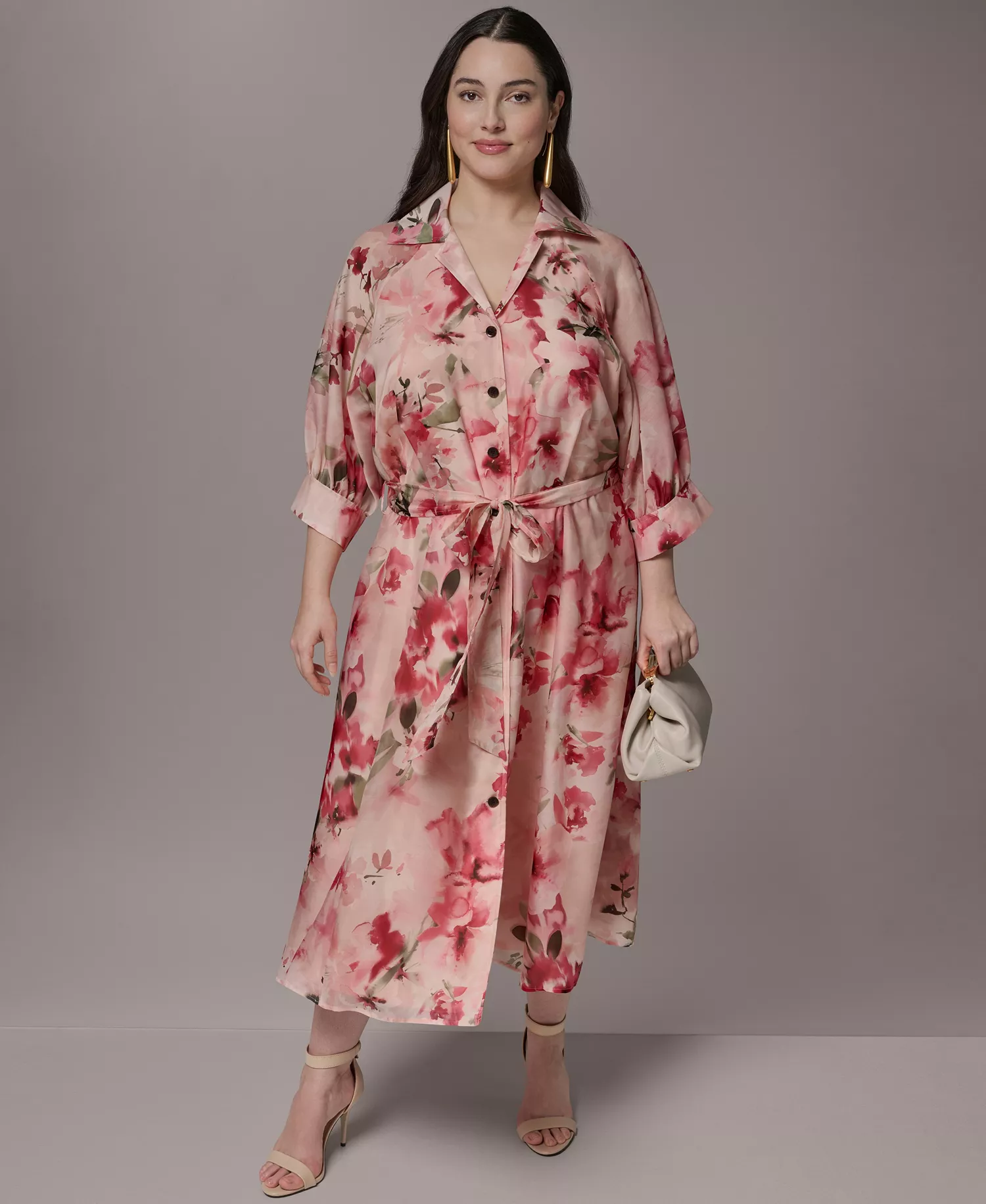 mni-3648c551bbef139f49b7bdccd6a6c5ef Plus Size Short-Sleeve Organza Shirt Dress