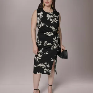 Plus Size Sleeveless Side Ring Sheath Dress