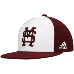 Men's White and Maroon Mississippi State Bulldogs Team On-Field Baseball Fitted Hat