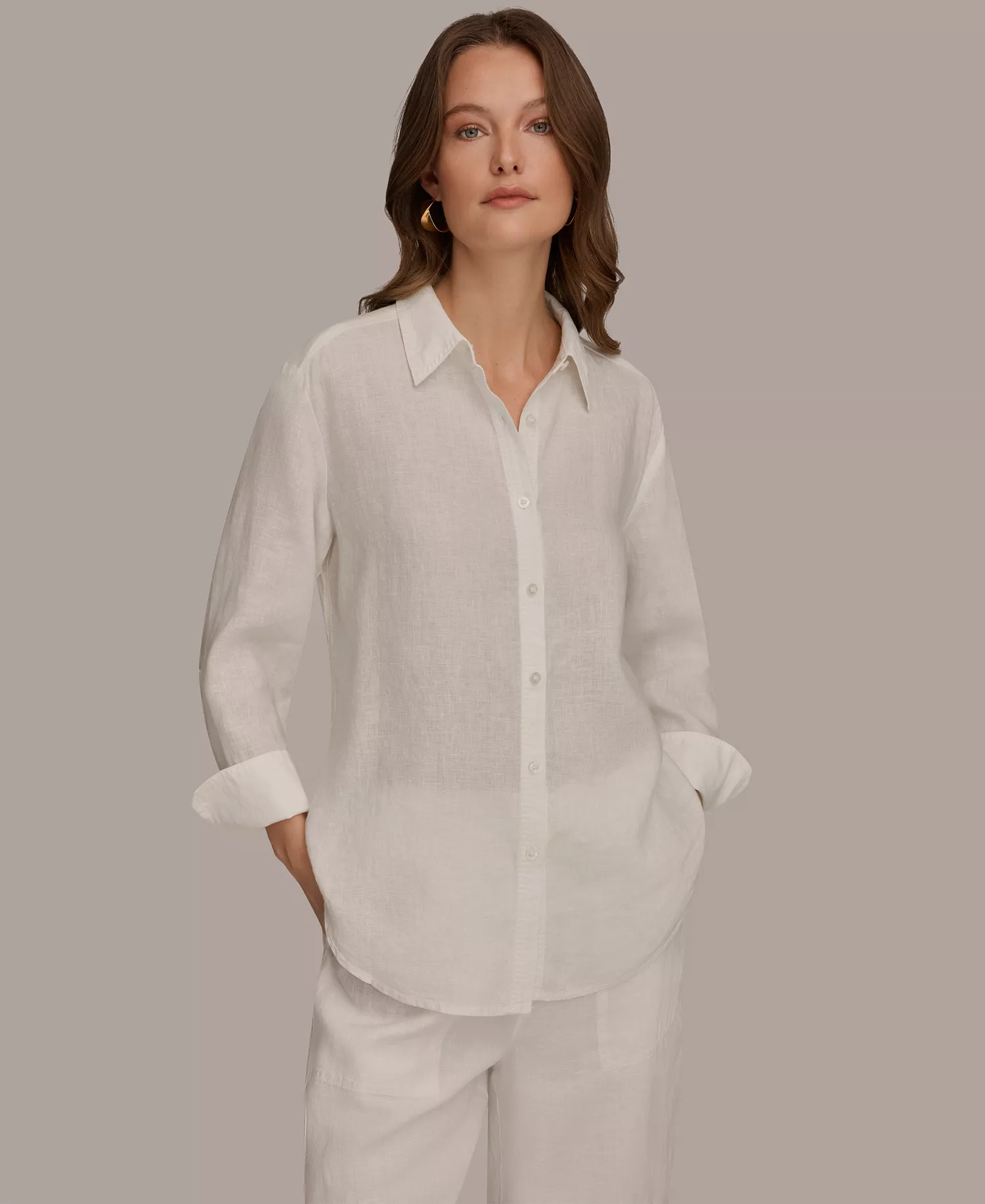mni-37019e6524a58d7f835833fda48c499e Women's Button-Down Linen Shirt — изображение 3