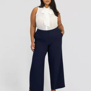 Plus Size Mid Rise Wide-Leg Pants