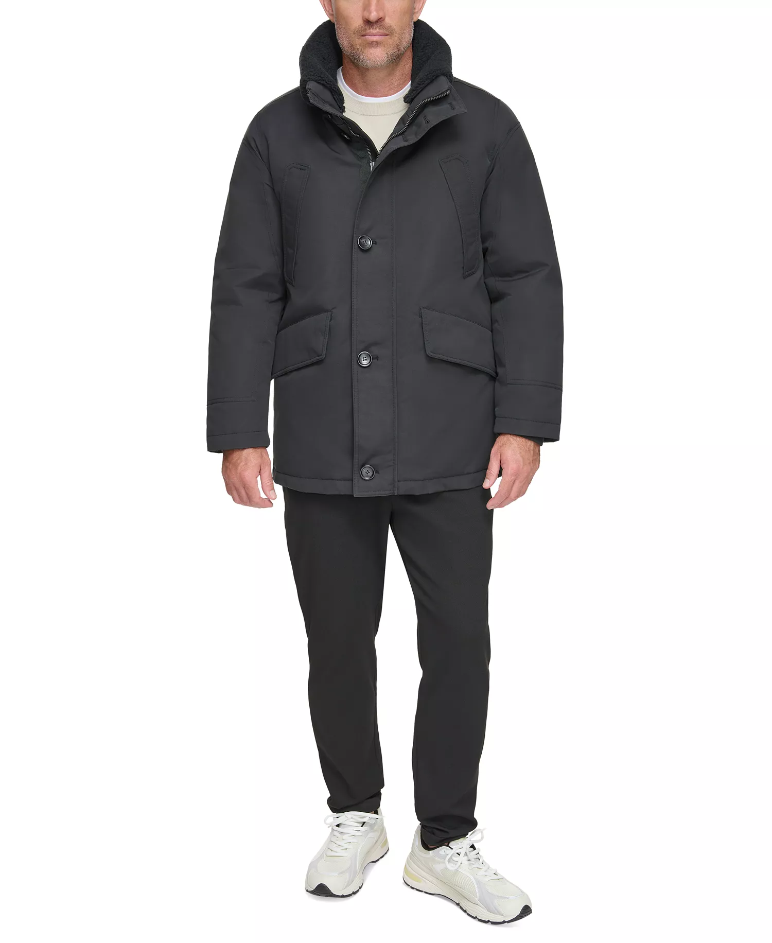 mni-379fa3adf94b2e058762b2730ebdfdef Men's Wittstock Insulated Full-Zip Waxed Parka with Removable Fleece Trim