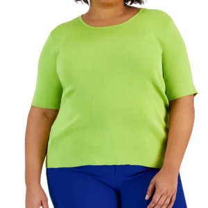 Plus Size Elbow-Sleeve Sweater T-Shirt