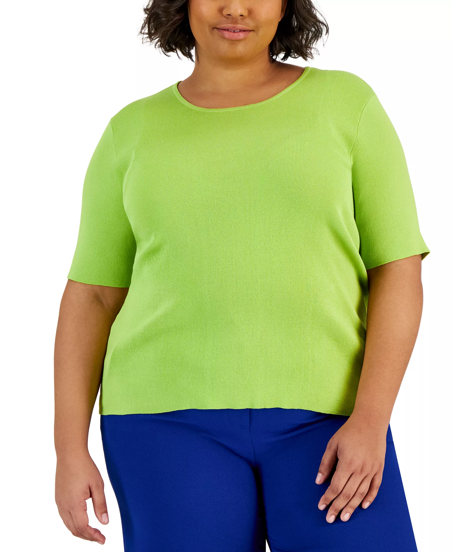 mni-37b5d66bda8ca4dca3f6f7a08d001922 Plus Size Elbow-Sleeve Sweater T-Shirt