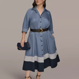 Plus Size Belted Shirt Dress