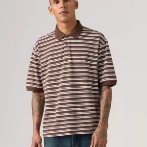 Men's Boxy Striped Collared Polo Shirt