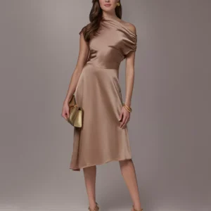 Women's Silk A-Line One-Shoulder Dress