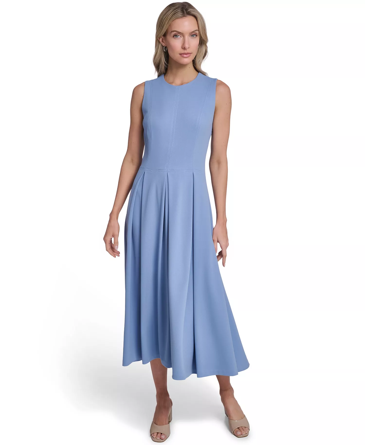 mni-395758e5afe960cdf480f7c146a51c14 Women's Sleeveless Pleated Midi A-Line Dress — изображение 3