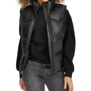Women's Faux Leather Western Puffer Vest
