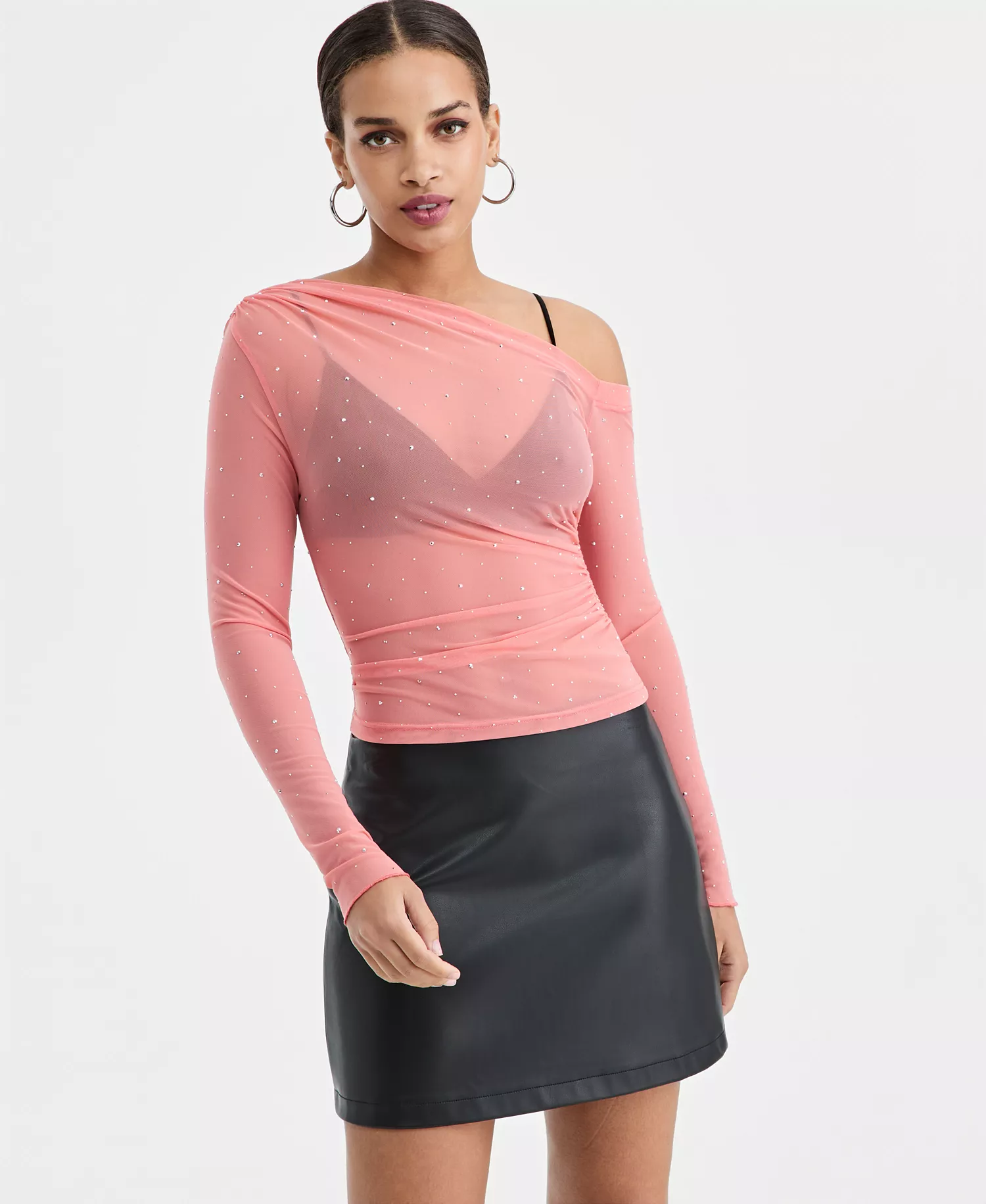 mni-3c4fe48cbee3e9f3a909b5698ee75e27 Women's Asymmetric Embellished Mesh Top, Macy's Exclusive — изображение 3