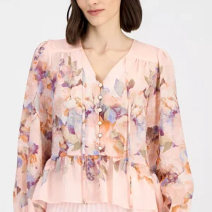 Women's Printed Chiffon Peplum Blouse