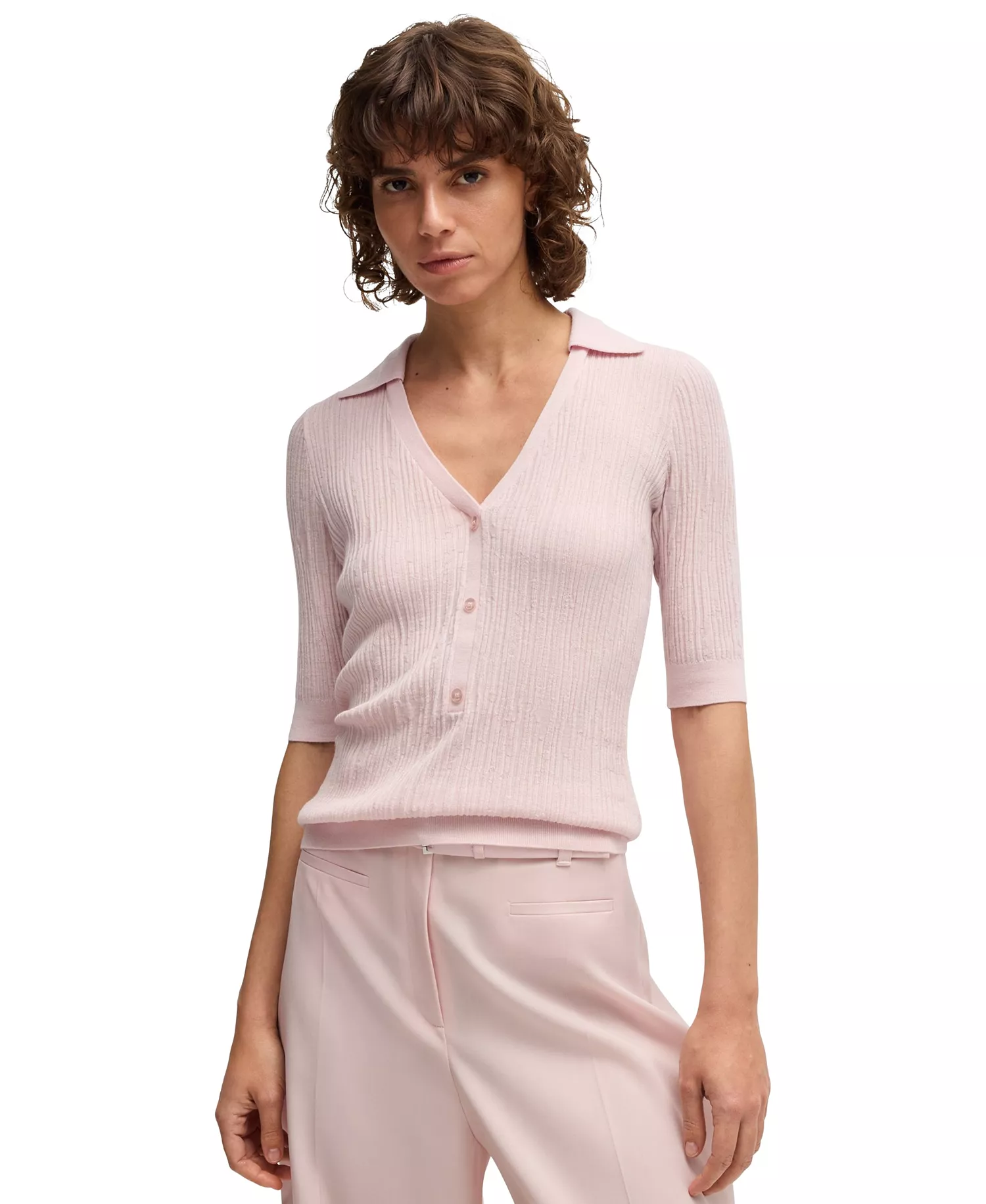 mni-3cf8c123d9852b9267d241d66dffe63f Women's V-Neck Short-Sleeve Sweater