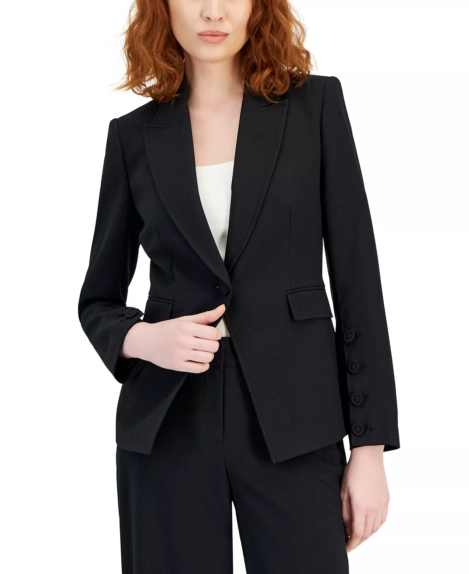 mni-3d67818c35e6cf5f70045795fd7e2b8e Women's Peak Lapel One-Button Blazer