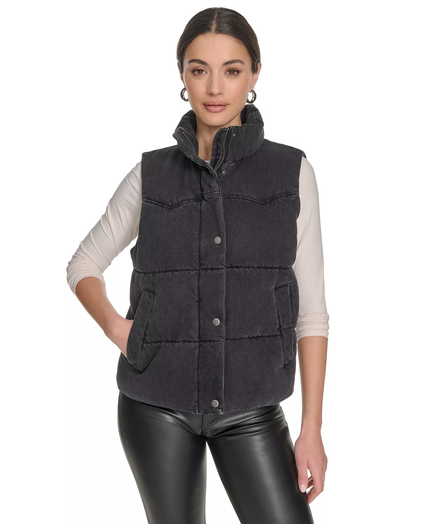 mni-3ebb9424a4407e378893cc9c36b40787 Women's Regular Western Stand Collar Puffer Vest Jacket