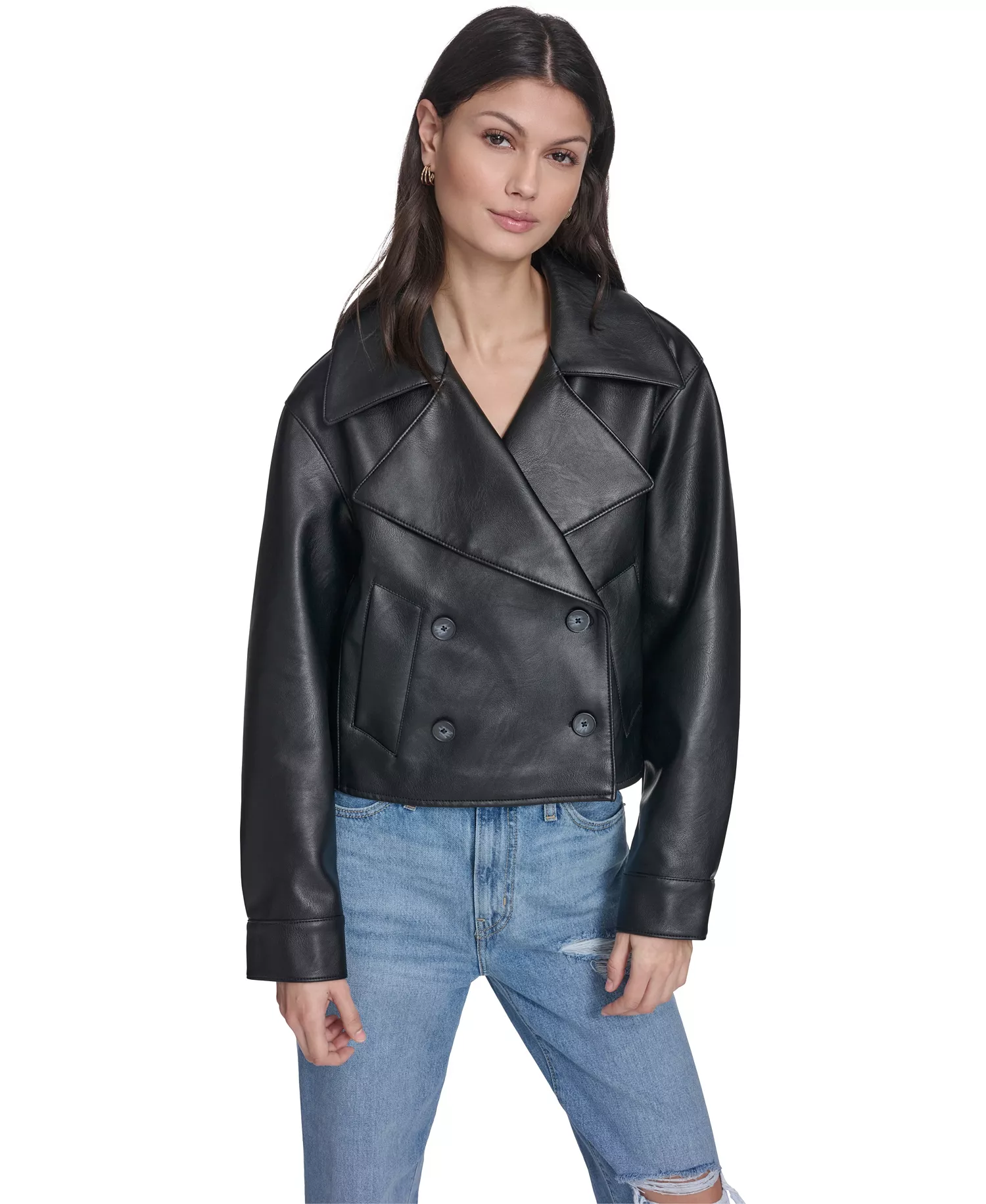 mni-3ef1071e791df259cc752d9000c1b9fc Women's Spread Collar Button-Front Jacket