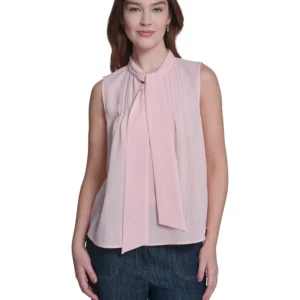 Women's Sleeveless Tie Neck Blouse