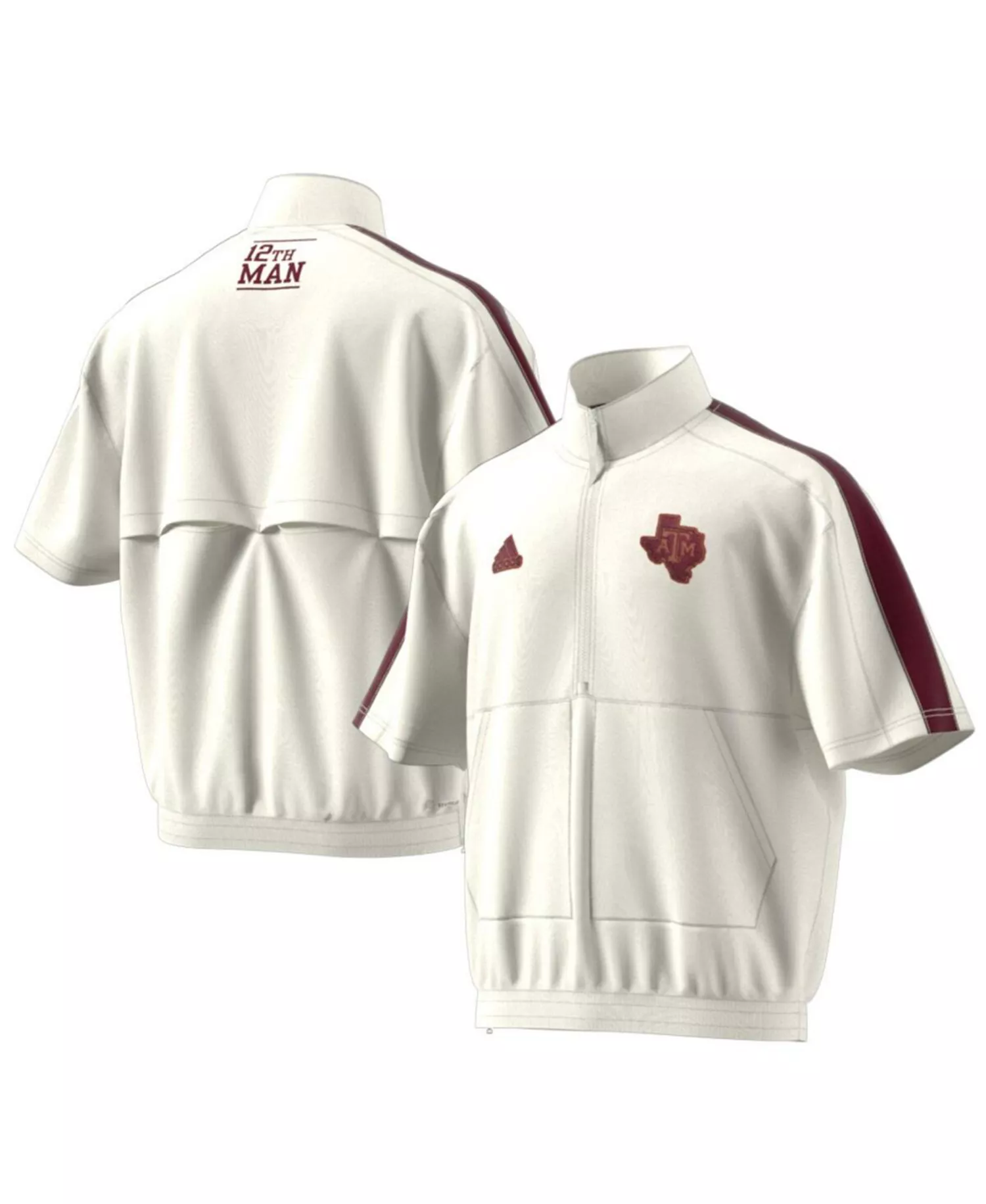 mni-3fcafb3a18c7d03dc5531a42e8e61219 Men's White Texas A&M Aggies Strategy Pullover Half-Zip Short Sleeve Jacket