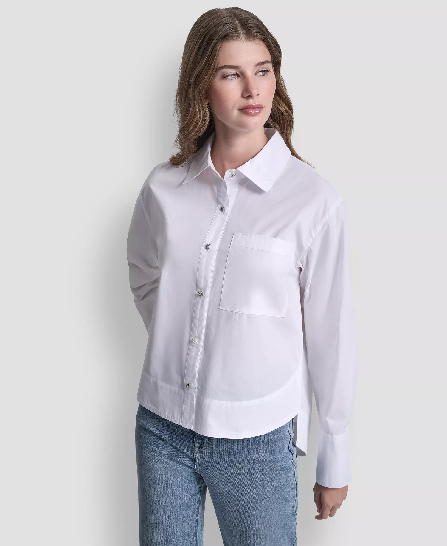 mni-3ff2a640203355dcc053929916934e24 Women's Long-Sleeve Button Front Poplin Shirt