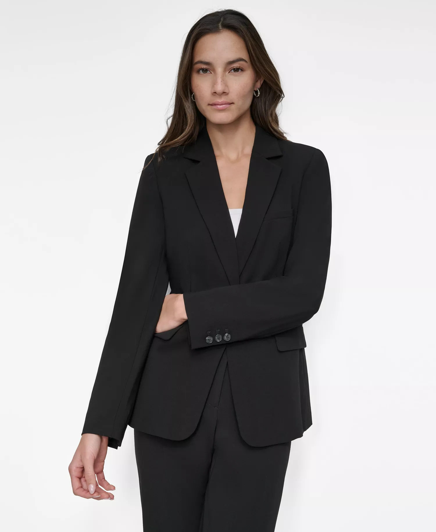 mni-409f80e073579bda2be84b057140ce27 Women’s Notch-Collar One-Button Long Sleeve Blazer Blazer