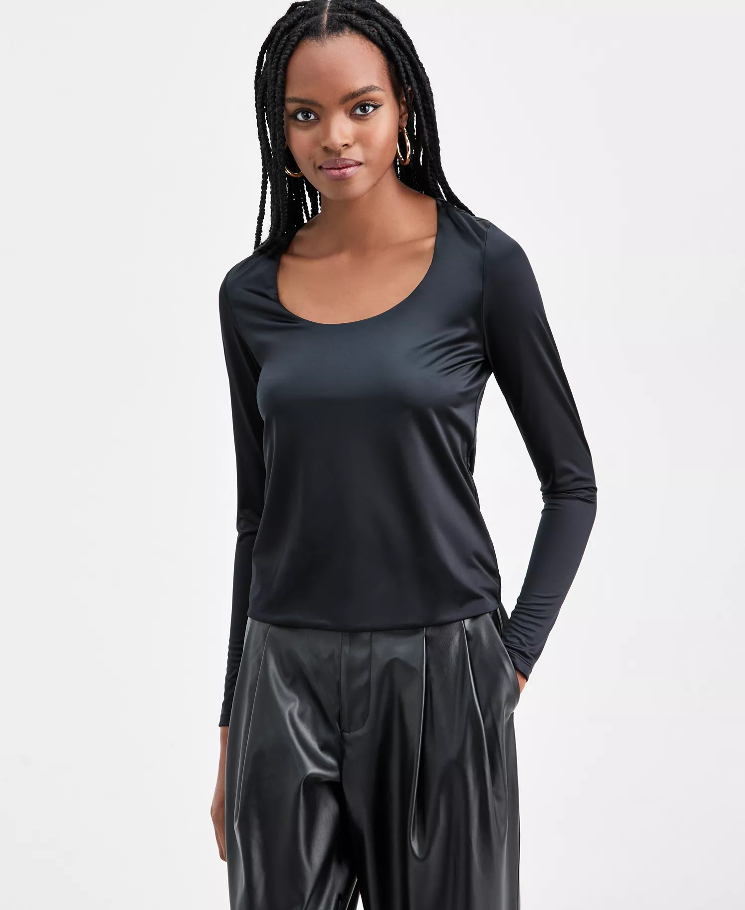 mni-40ebb0b1fb6b528875bf22eb1640e7d9 Women's Shine Scoop-Neck Top, Macy's Exclusive