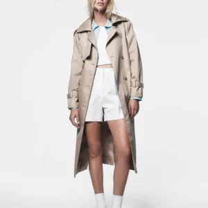 Women’s Long Double-Breasted Belted Trench Coat