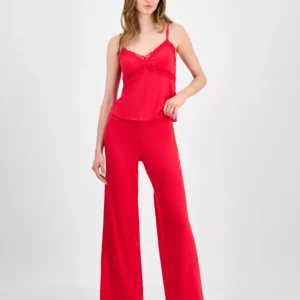 Women's Lace-Trim Knit Tank & Pajama Pants Set, Exclusively at Macy's