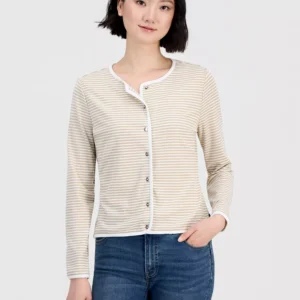 Jeans Women's Long-Sleeve Striped Cardigan Top